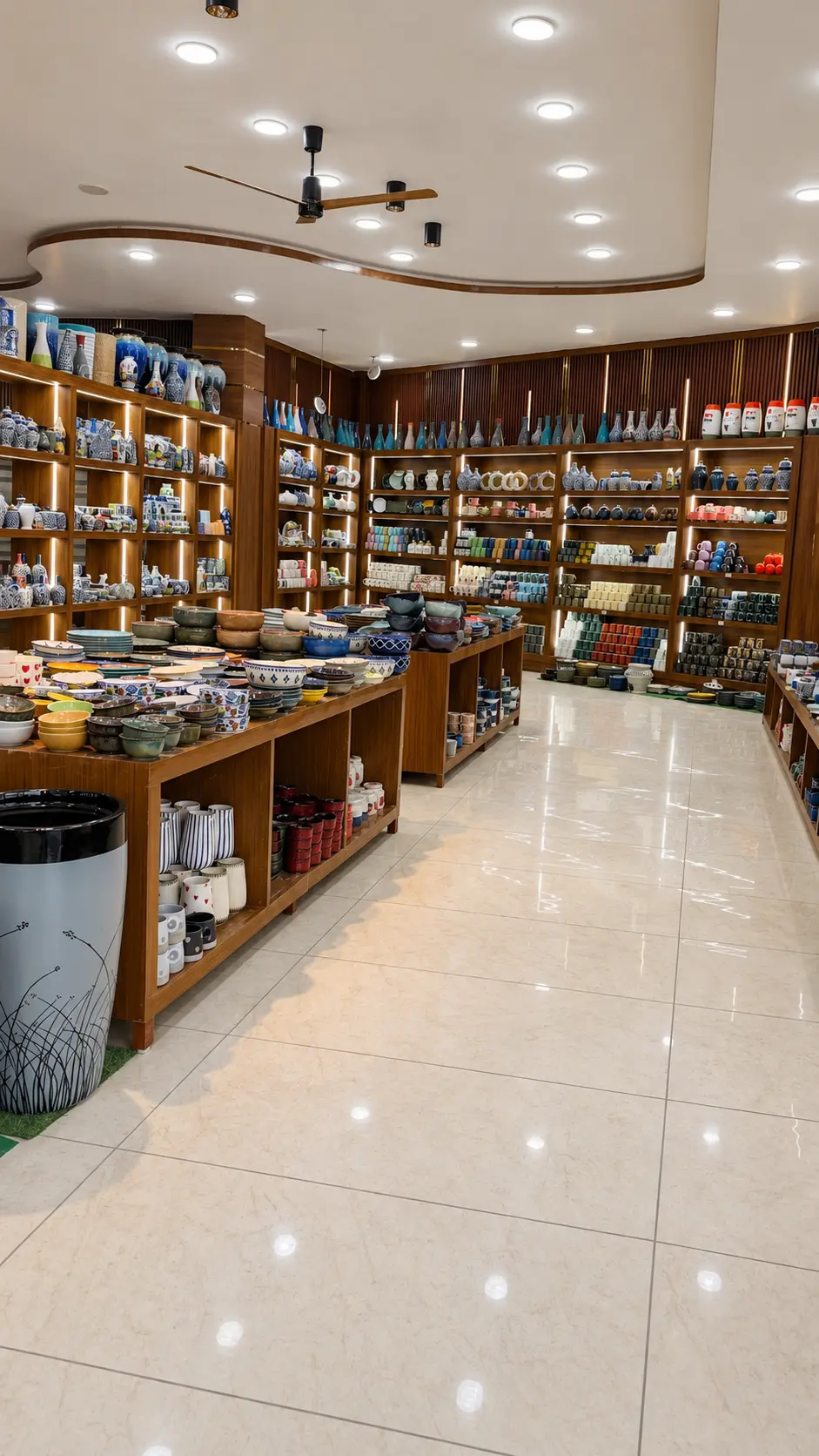 Hira Industries ceramic crockery showroom display in Khurja