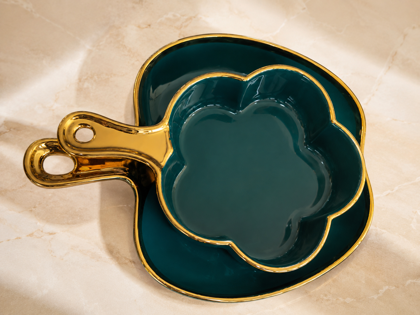 Green & Gold Dry Fruit Serving Bowl by Hira Industries